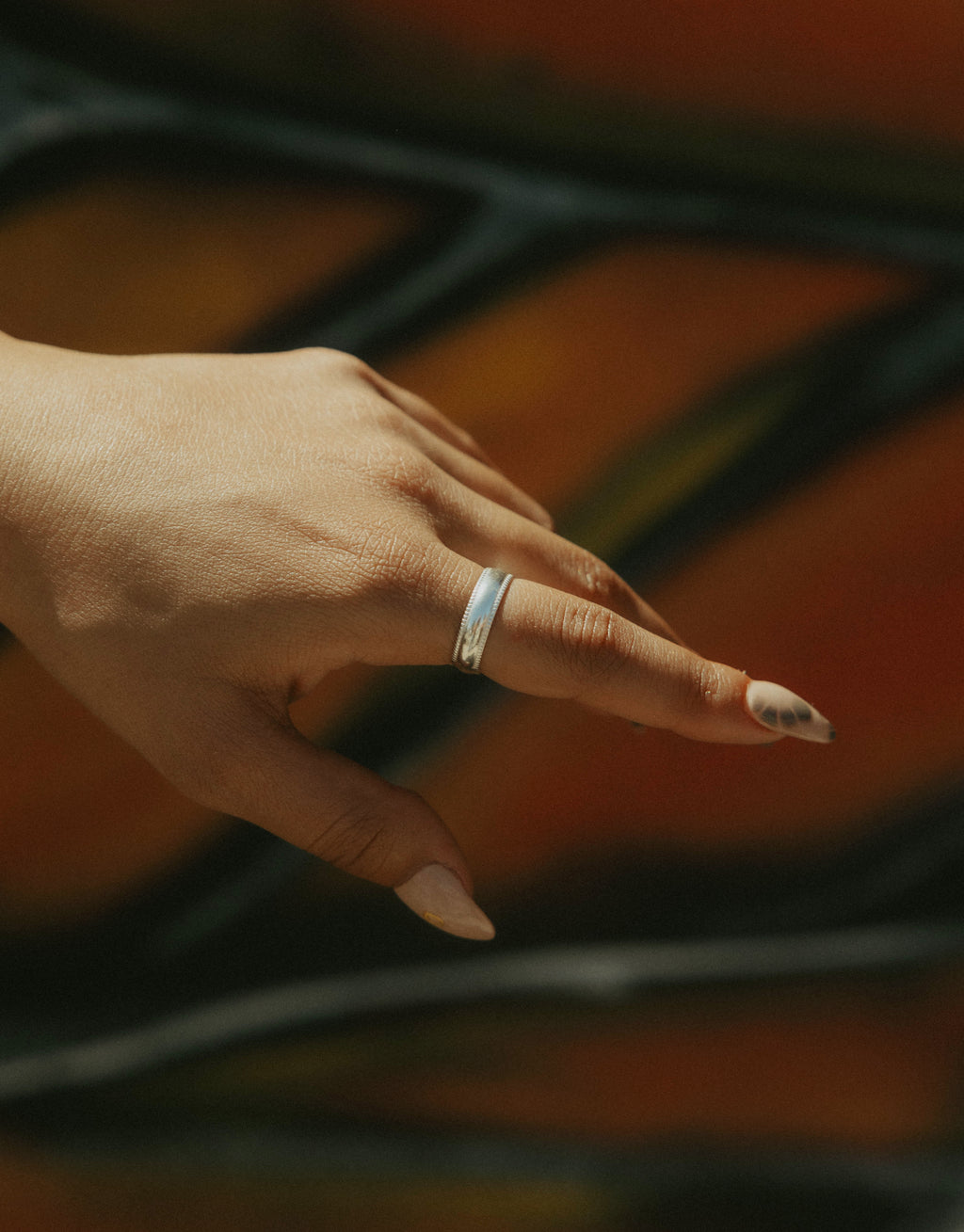Crimped, Chunky Silver Band