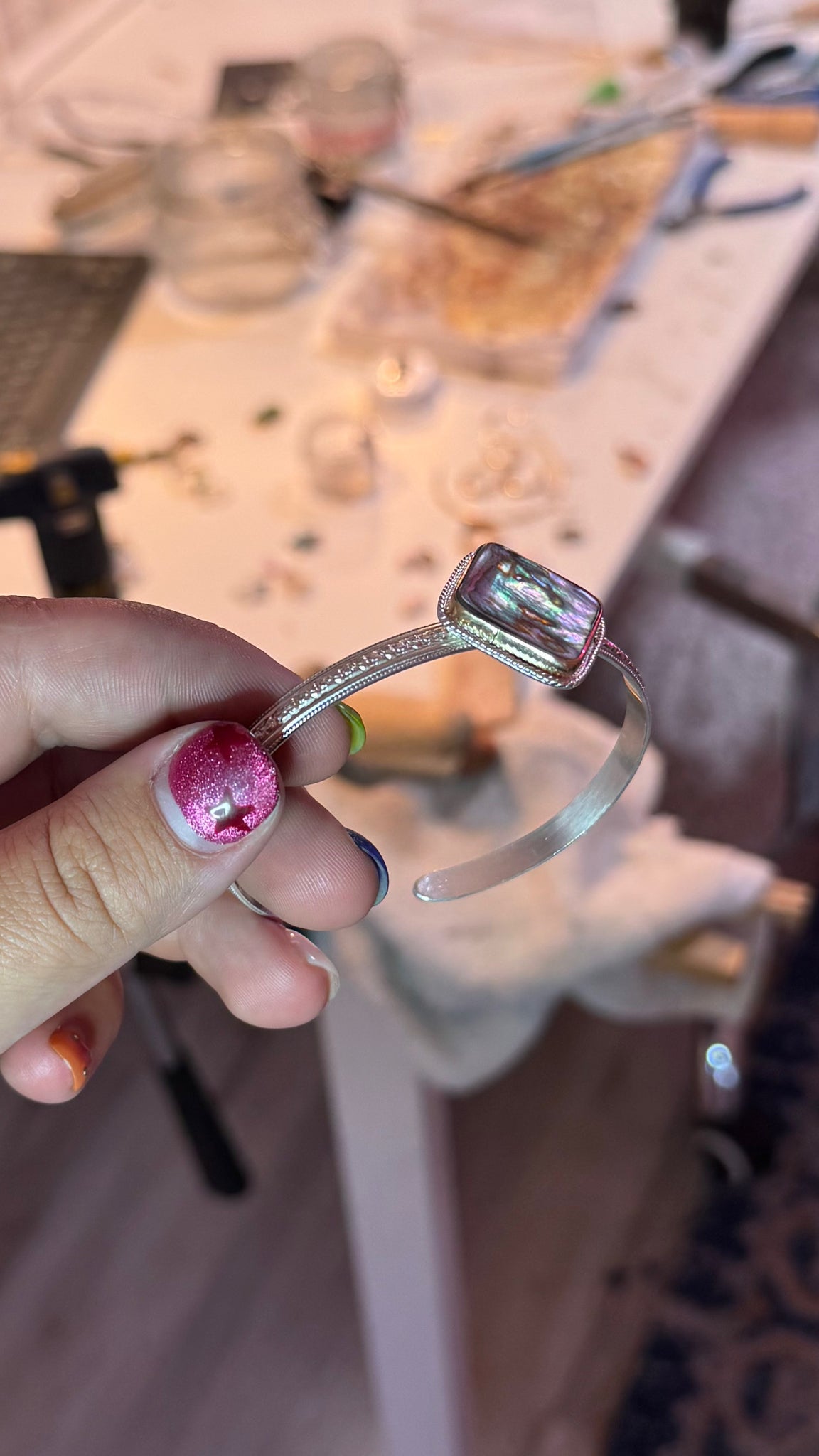 Mixed Metal Abalone Cuff