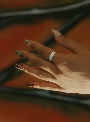 Crimped, Chunky Silver Band