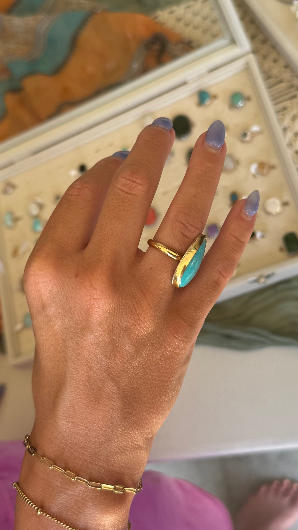 Teardrop Turquoise in GF - size 7