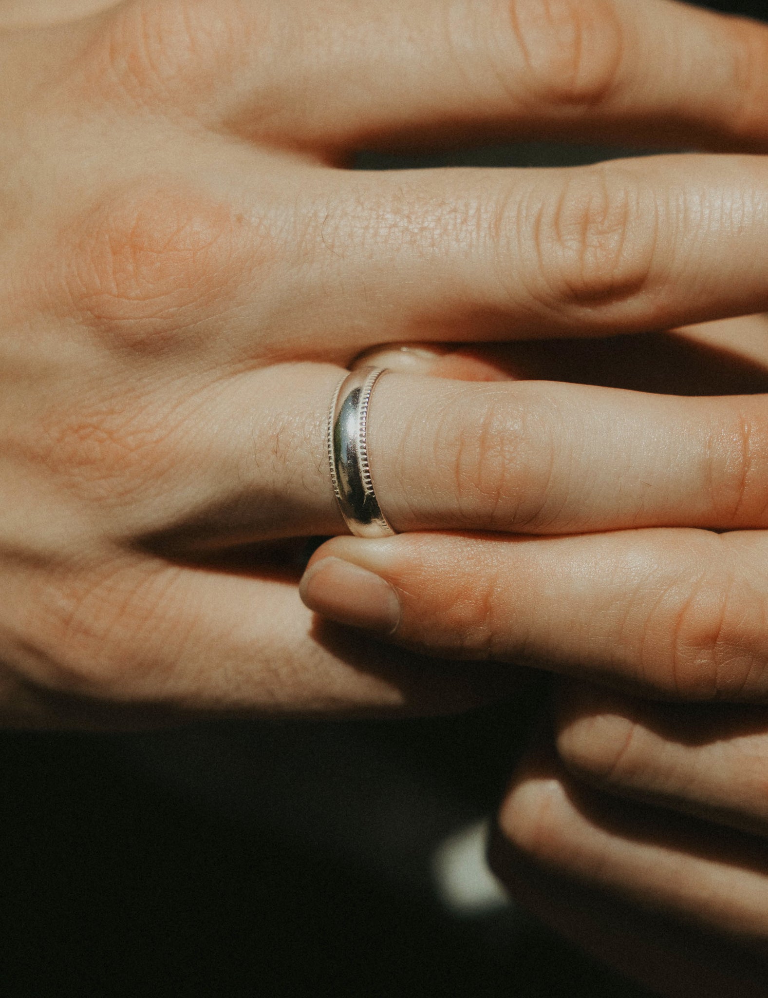 Crimped, Chunky Silver Band