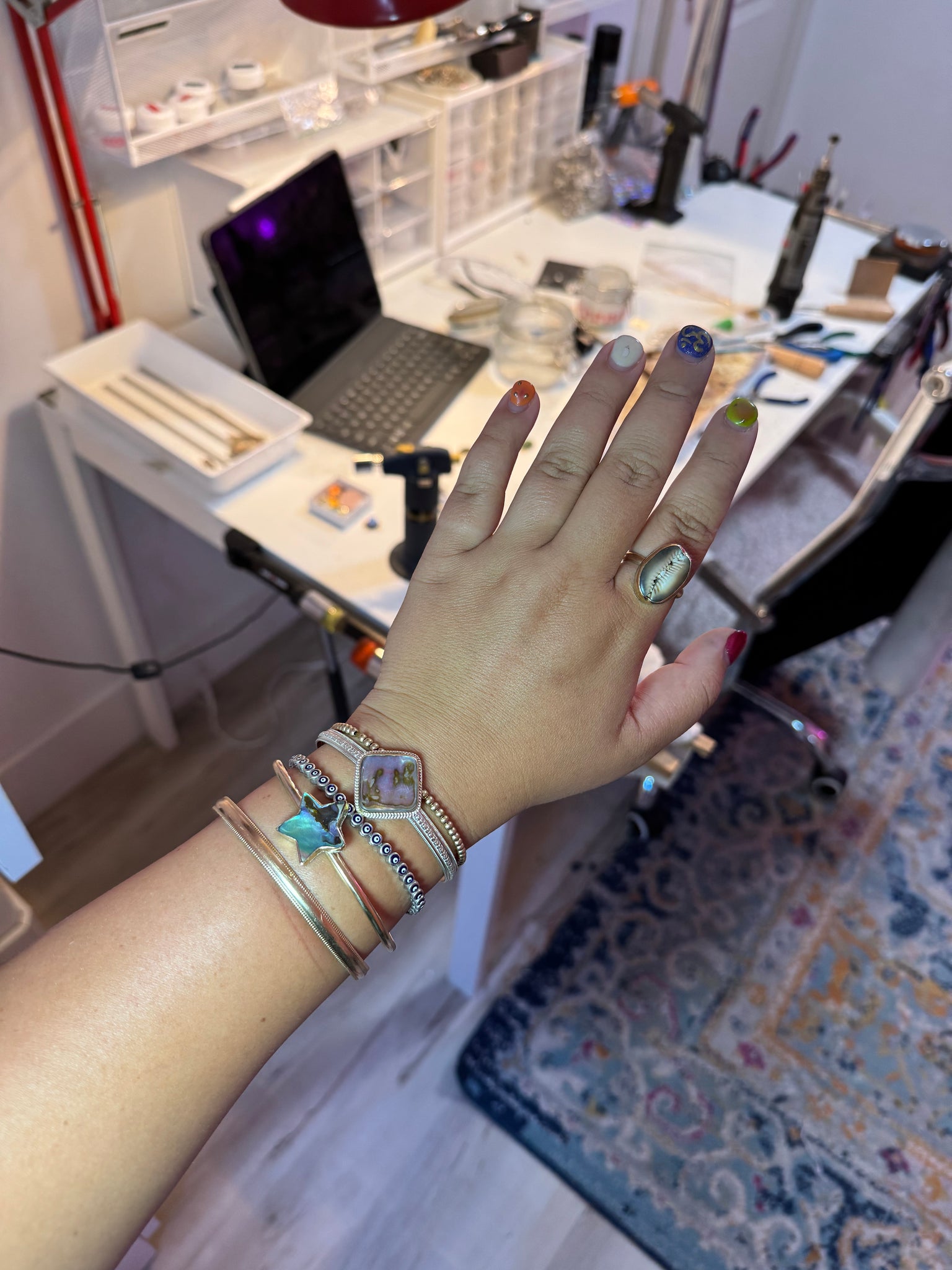 Mixed Metal Abalone Cuff