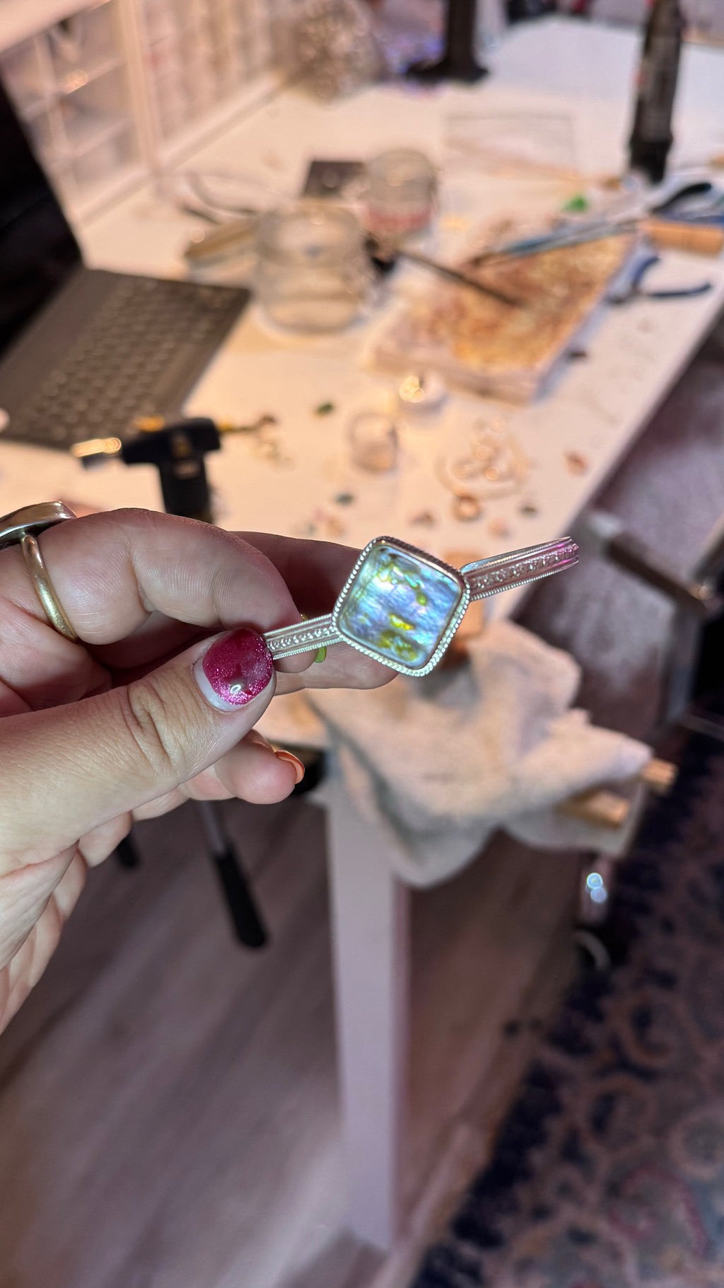 Mixed Metal Abalone Cuff