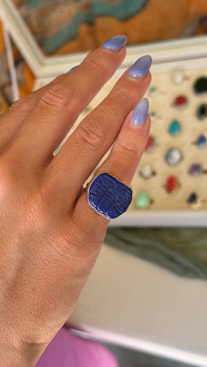 Lapis Lazuli Engraved 🦋 - size 5.5