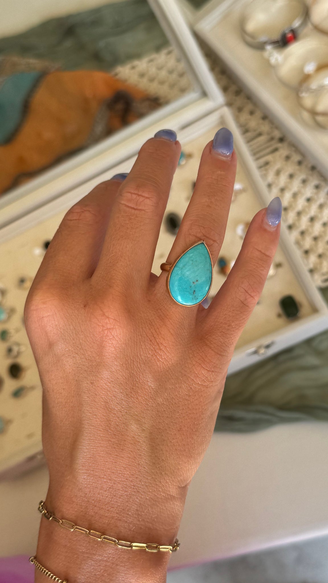 Teardrop Turquoise in GF - size 7